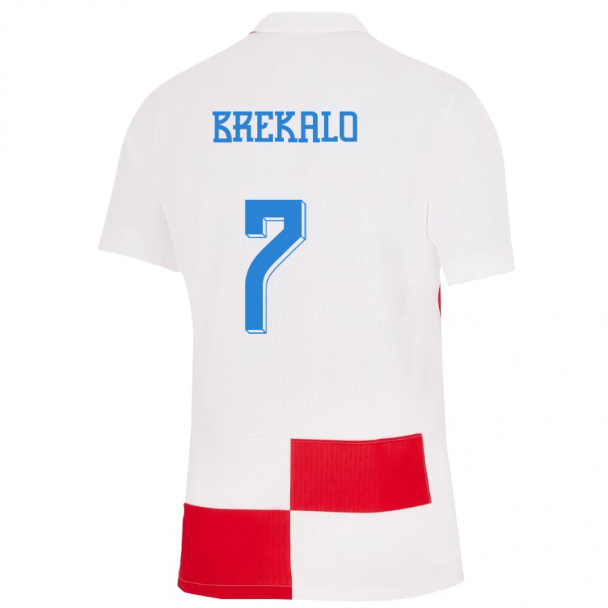 Kids Football Croatia Josip Brekalo #7 White Red Home Jersey 24-26 T-Shirt Australia