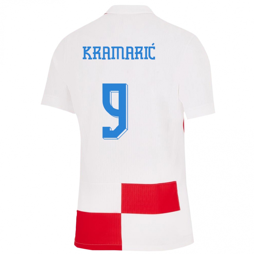 Kids Football Croatia Andrej Kramaric #9 White Red Home Jersey 24-26 T-Shirt Australia