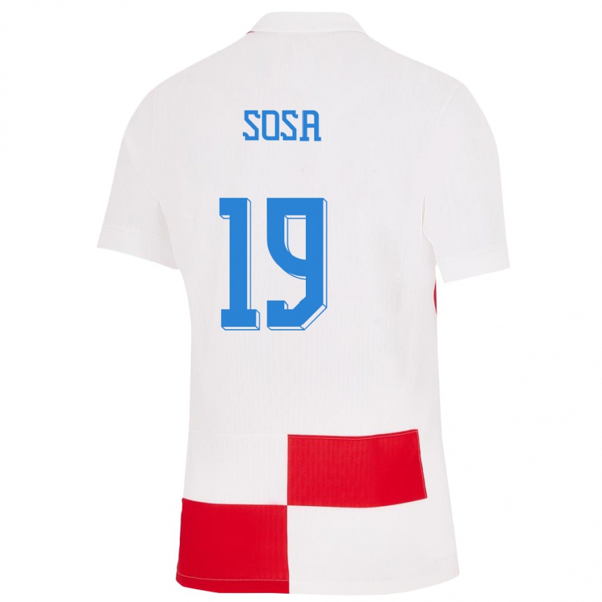 Kids Football Croatia Borna Sosa #19 White Red Home Jersey 24-26 T-Shirt Australia