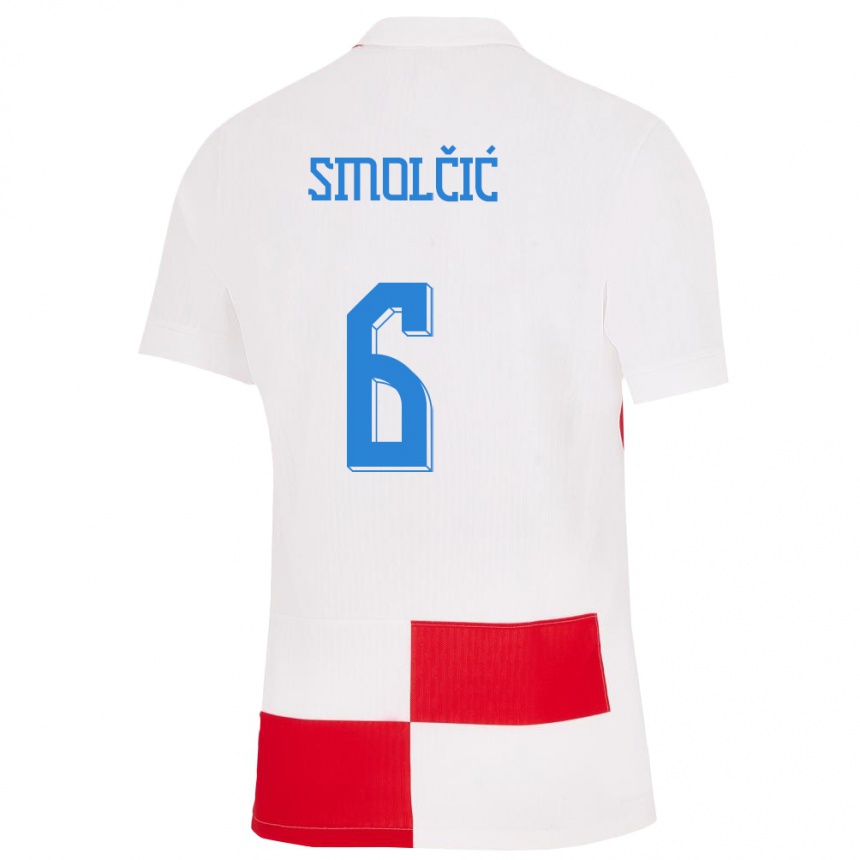 Kids Football Croatia Hrvoje Smolcic #6 White Red Home Jersey 24-26 T-Shirt Australia