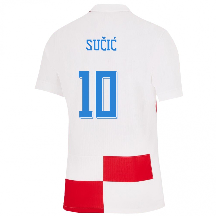 Kids Football Croatia Luka Sucic #10 White Red Home Jersey 24-26 T-Shirt Australia