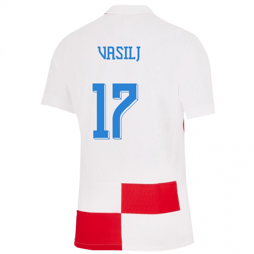 Kids Football Croatia Jakov Anton Vasilj #17 White Red Home Jersey 24-26 T-Shirt Australia