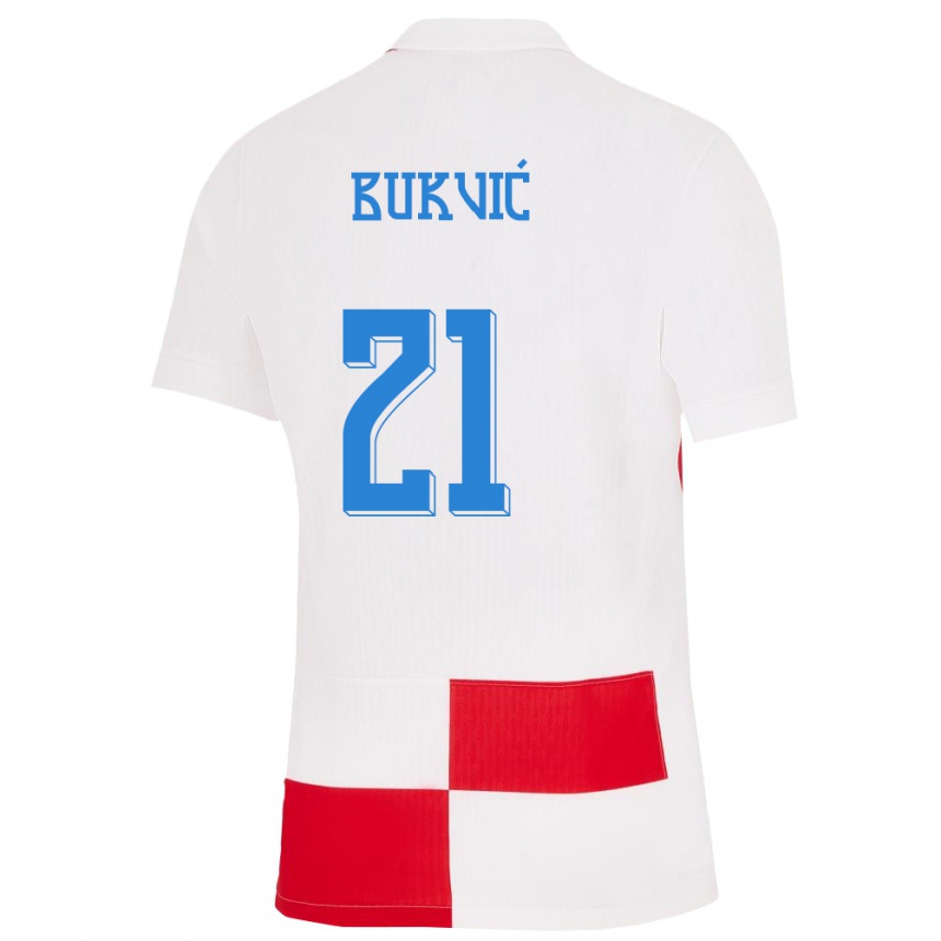 Kids Football Croatia Domagoj Bukvic #21 White Red Home Jersey 24-26 T-Shirt Australia