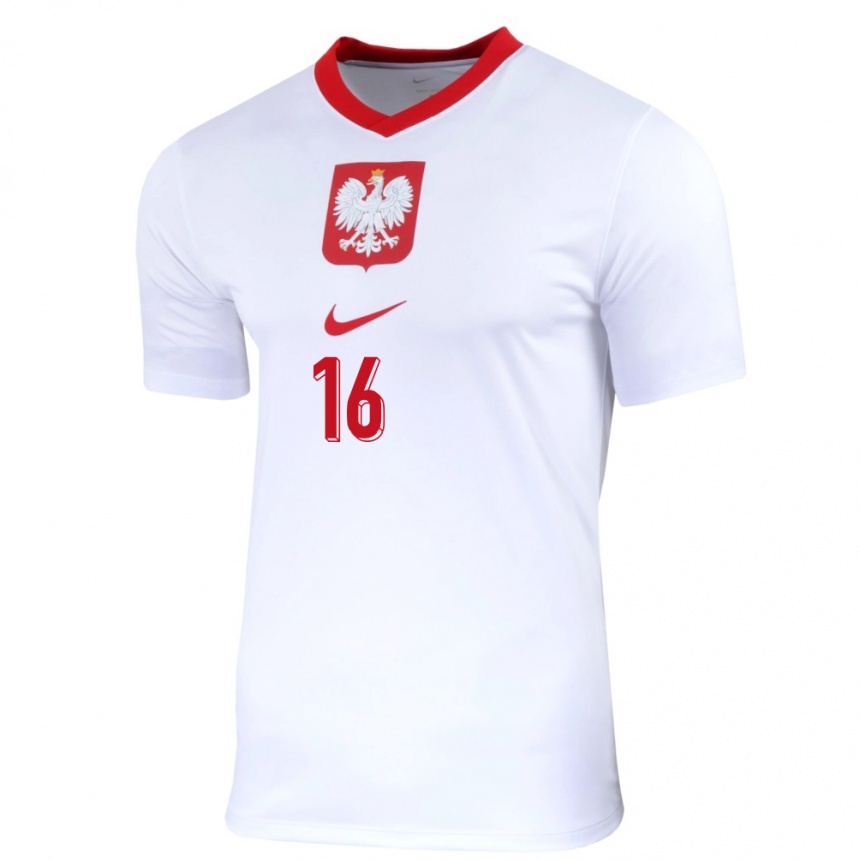 Kids Football Poland Maksymilian Sznaucner #16 White Home Jersey 24-26 T-Shirt Australia