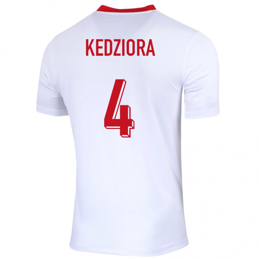 Kids Football Poland Tomasz Kedziora #4 White Home Jersey 24-26 T-Shirt Australia