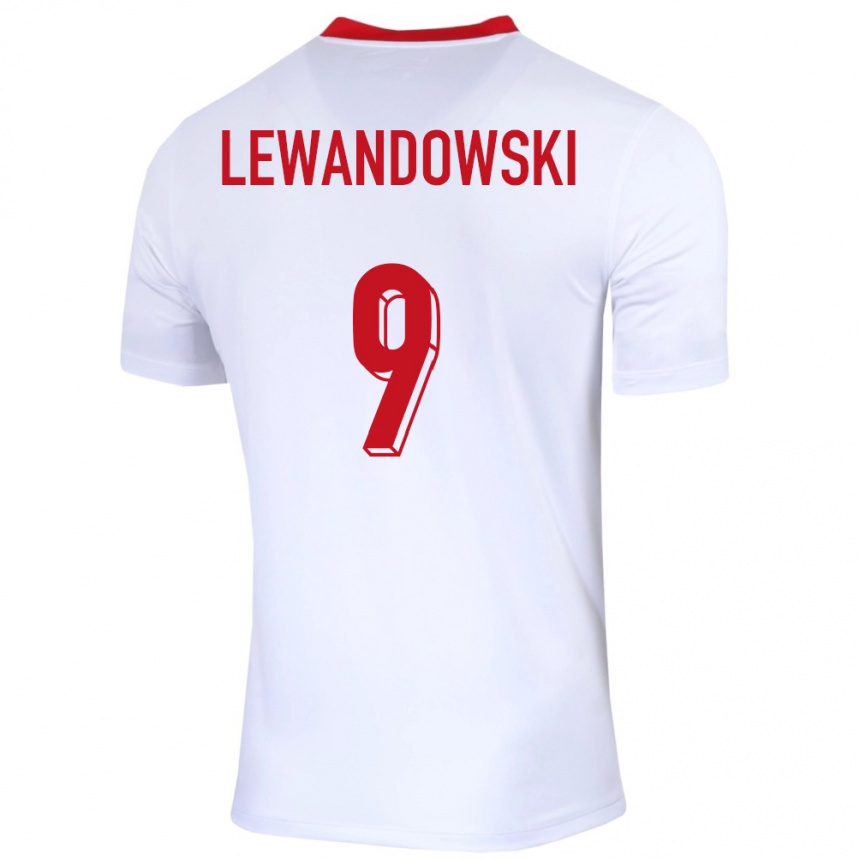 Kids Football Poland Robert Lewandowski #9 White Home Jersey 24-26 T-Shirt Australia