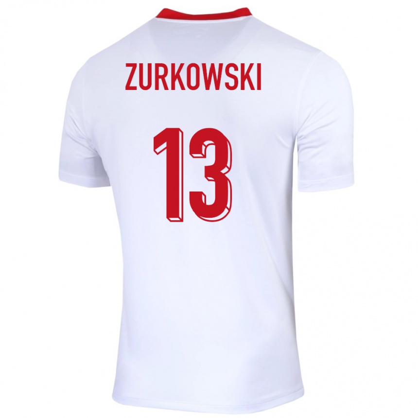 Kids Football Poland Szymon Zurkowski #13 White Home Jersey 24-26 T-Shirt Australia