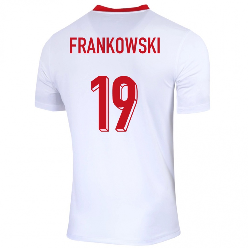 Kids Football Poland Przemyslaw Frankowski #19 White Home Jersey 24-26 T-Shirt Australia