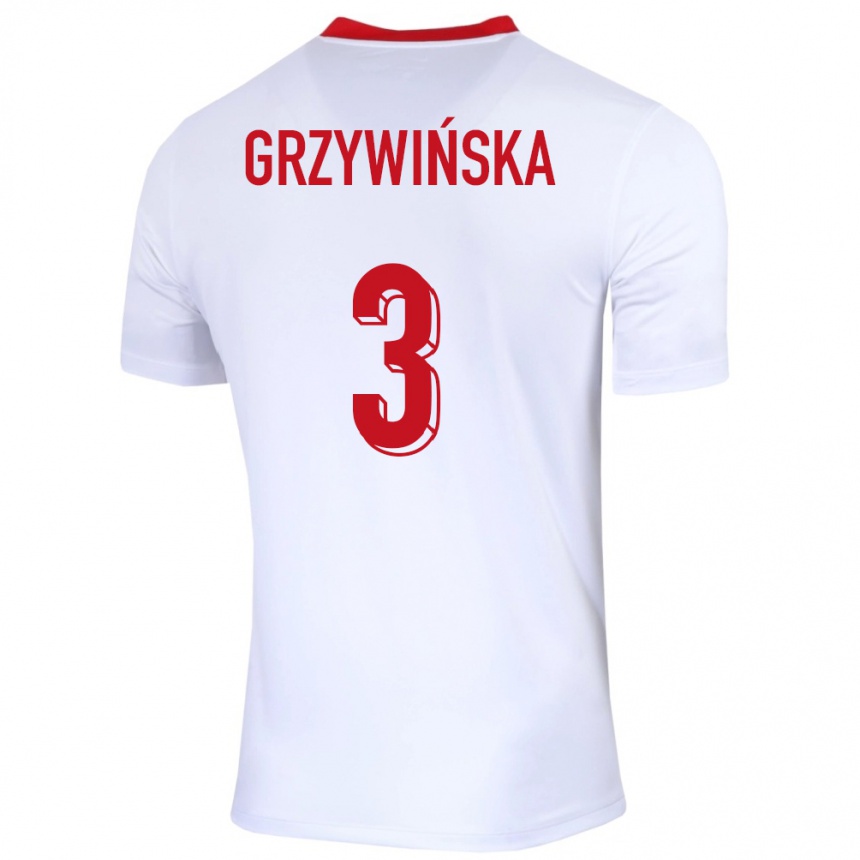 Kids Football Poland Gabriela Grzywinska #3 White Home Jersey 24-26 T-Shirt Australia