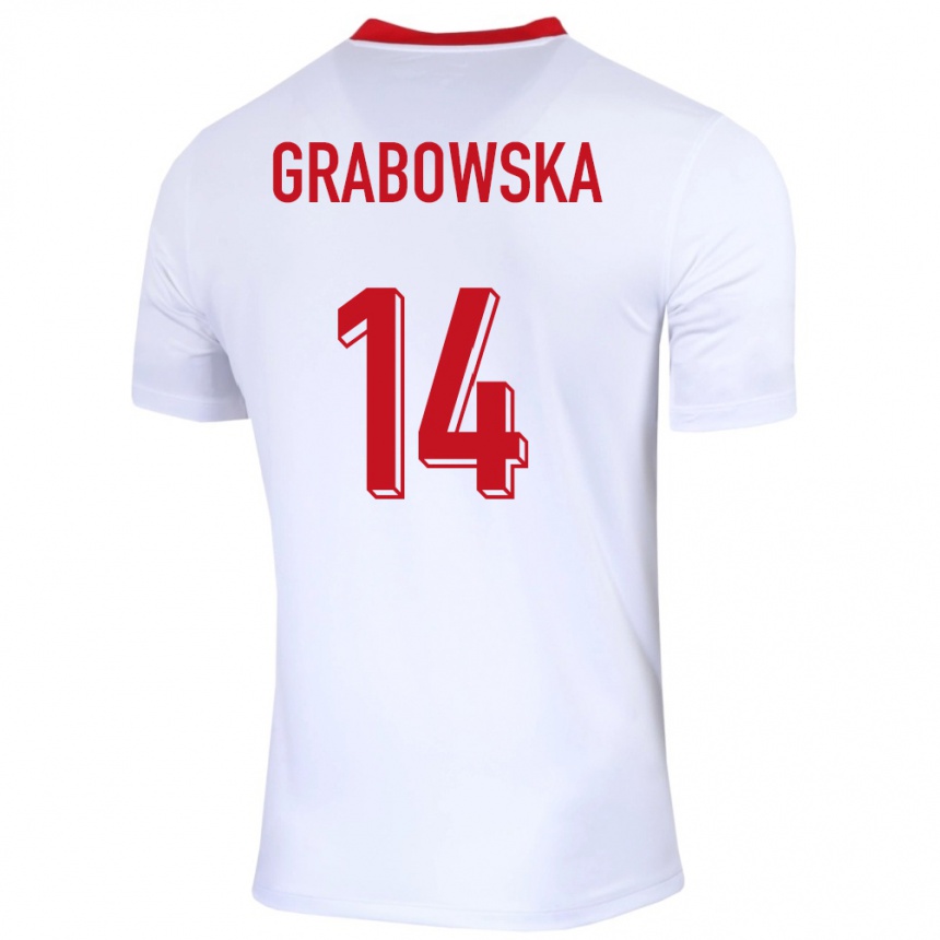 Kids Football Poland Dominika Grabowska #14 White Home Jersey 24-26 T-Shirt Australia