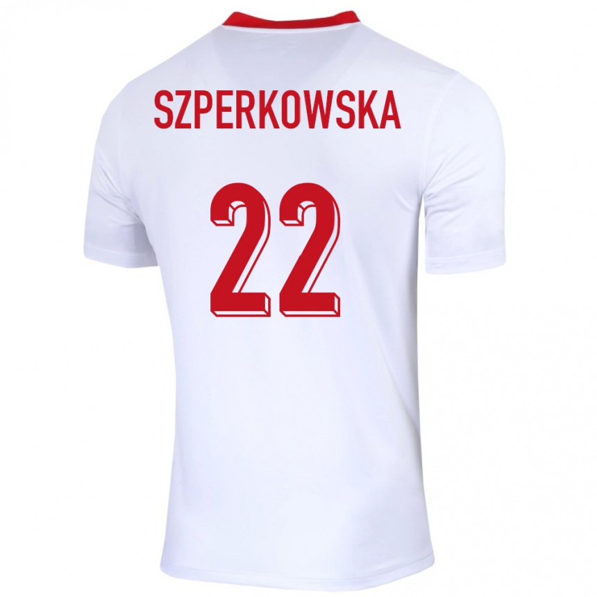 Kids Football Poland Oliwia Szperkowska #22 White Home Jersey 24-26 T-Shirt Australia