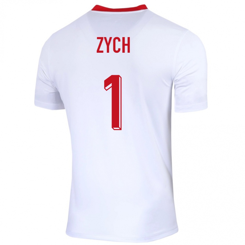 Kids Football Poland Oliwier Zych #1 White Home Jersey 24-26 T-Shirt Australia