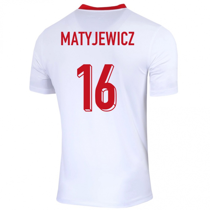 Kids Football Poland Wiktor Matyjewicz #16 White Home Jersey 24-26 T-Shirt Australia