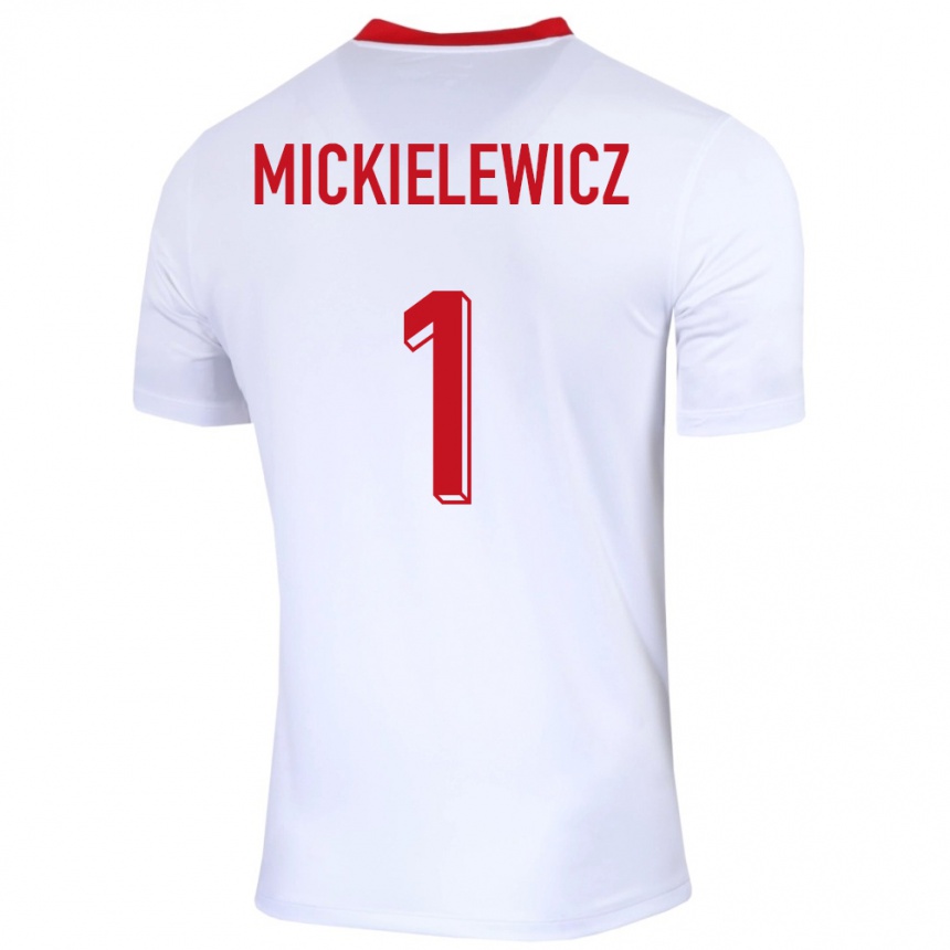 Kids Football Poland Aleksander Mickielewicz #1 White Home Jersey 24-26 T-Shirt Australia