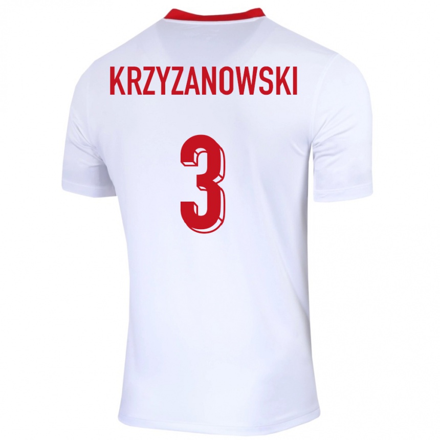 Kids Football Poland Jakub Krzyzanowski #3 White Home Jersey 24-26 T-Shirt Australia