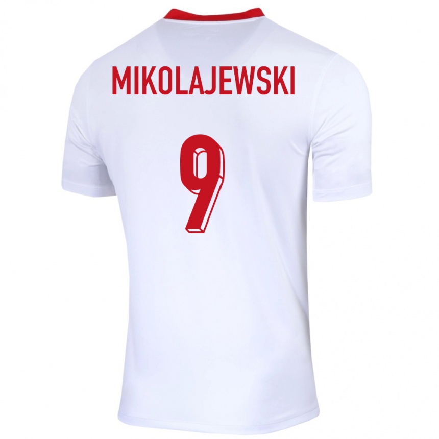 Kids Football Poland Daniel Mikolajewski #9 White Home Jersey 24-26 T-Shirt Australia