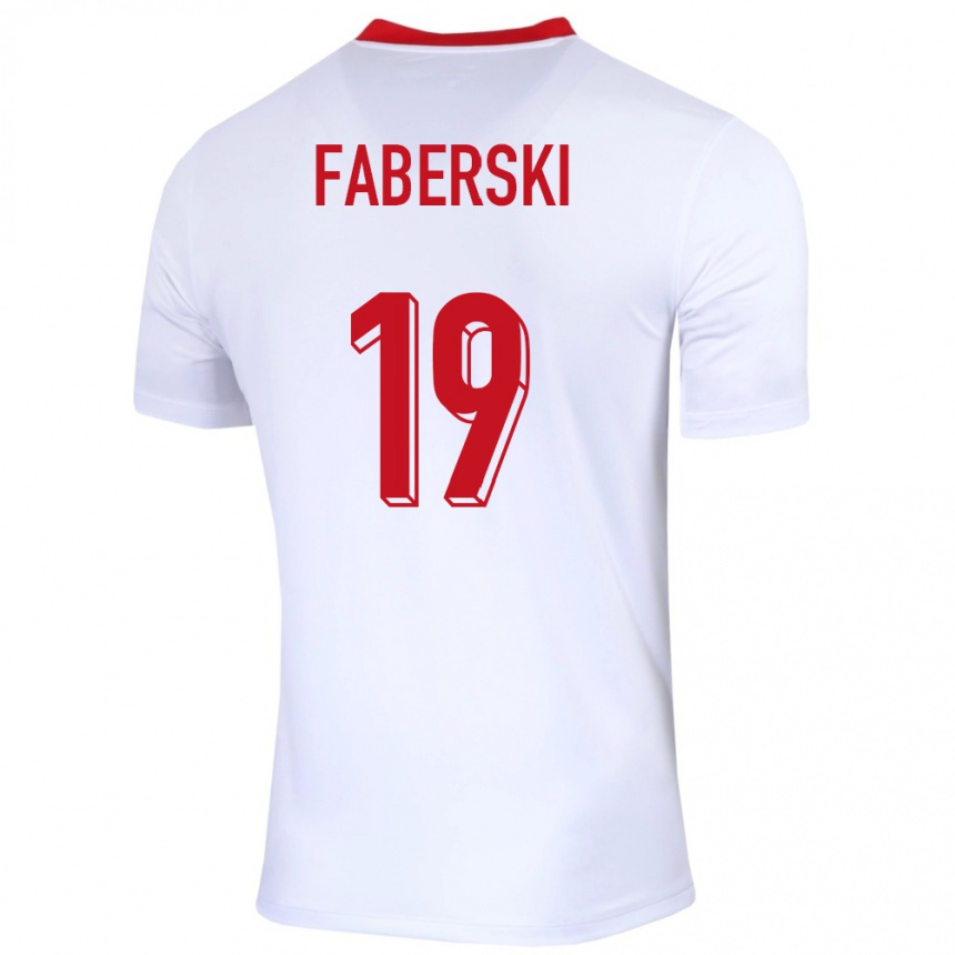 Kids Football Poland Jan Faberski #19 White Home Jersey 24-26 T-Shirt Australia