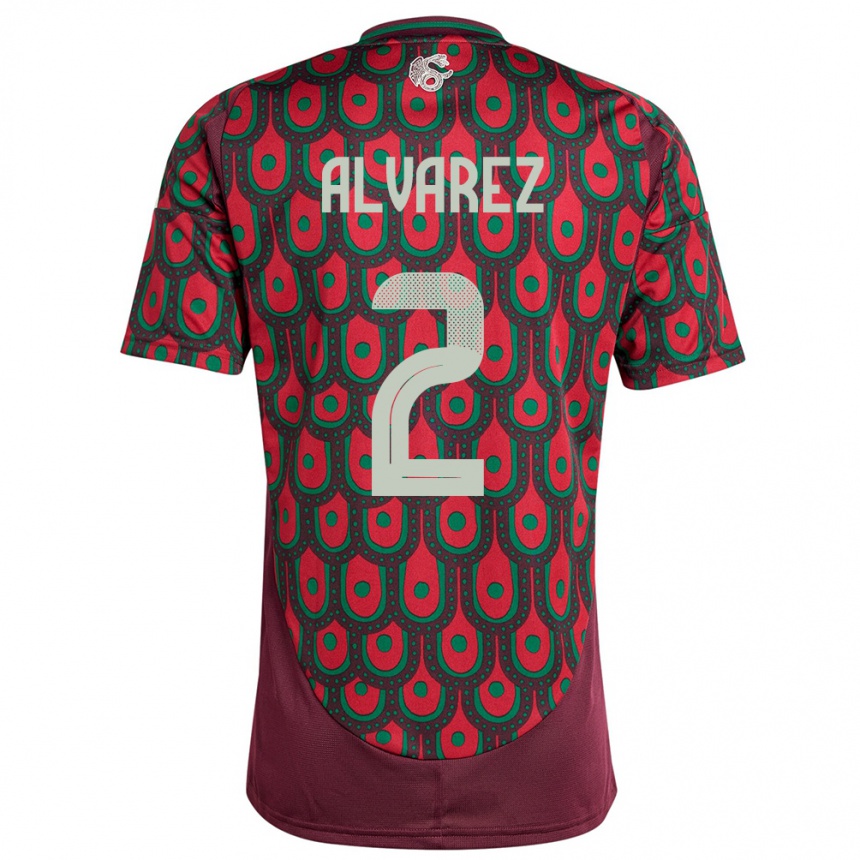 Kids Football Mexico Kevin Alvarez #2 Maroon Home Jersey 24-26 T-Shirt Australia