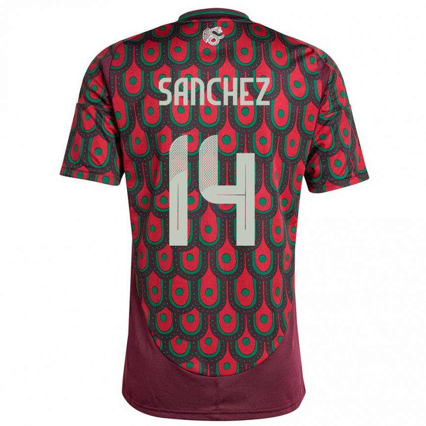 Kids Football Mexico Erick Sanchez #14 Maroon Home Jersey 24-26 T-Shirt Australia