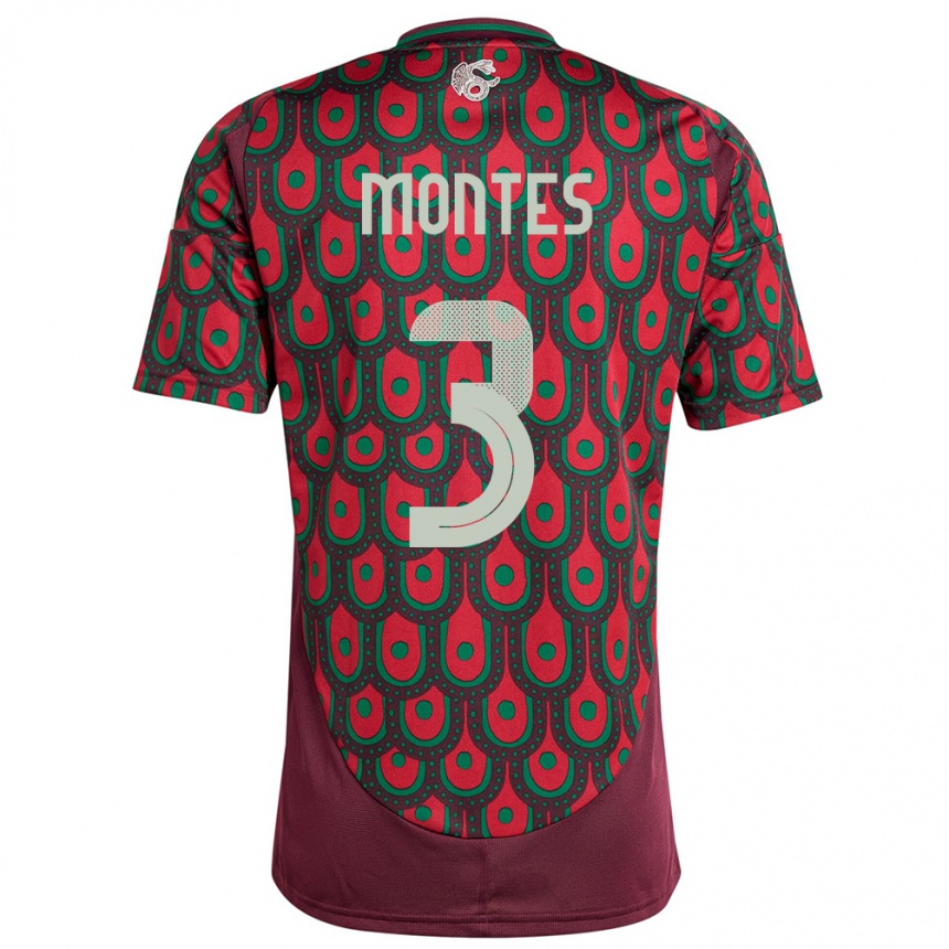 Kids Football Mexico Cesar Montes #3 Maroon Home Jersey 24-26 T-Shirt Australia