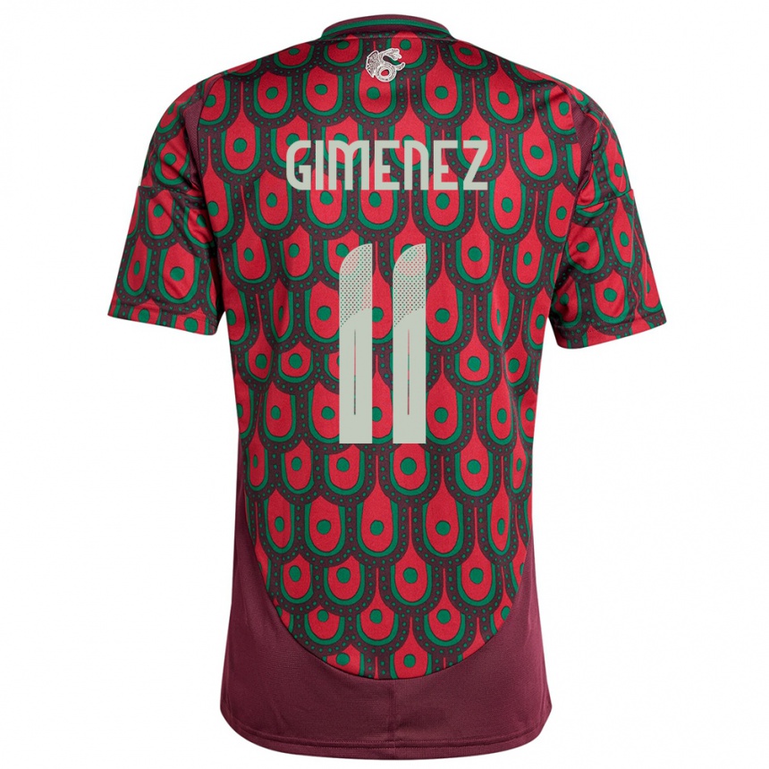 Kids Football Mexico Santiago Gimenez #11 Maroon Home Jersey 24-26 T-Shirt Australia