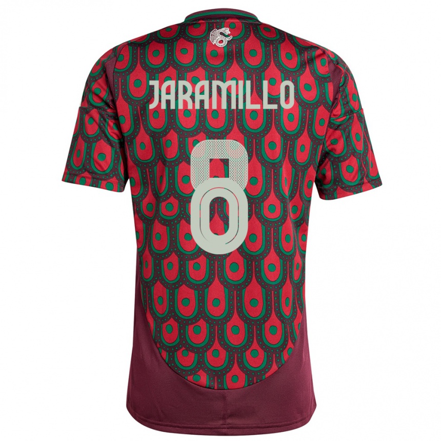 Kids Football Mexico Carolina Jaramillo #8 Maroon Home Jersey 24-26 T-Shirt Australia