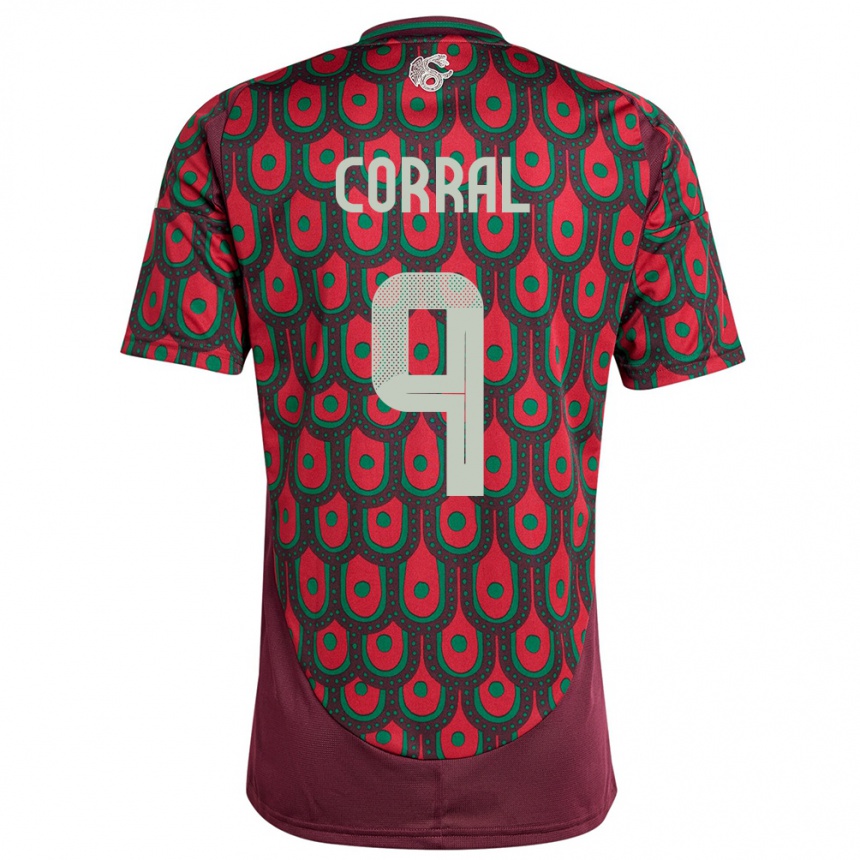 Kids Football Mexico Charlyn Corral #9 Maroon Home Jersey 24-26 T-Shirt Australia