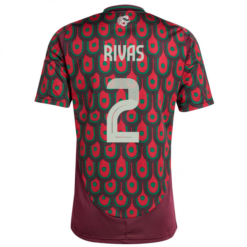 Kids Football Mexico Jesus Rivas #2 Maroon Home Jersey 24-26 T-Shirt Australia