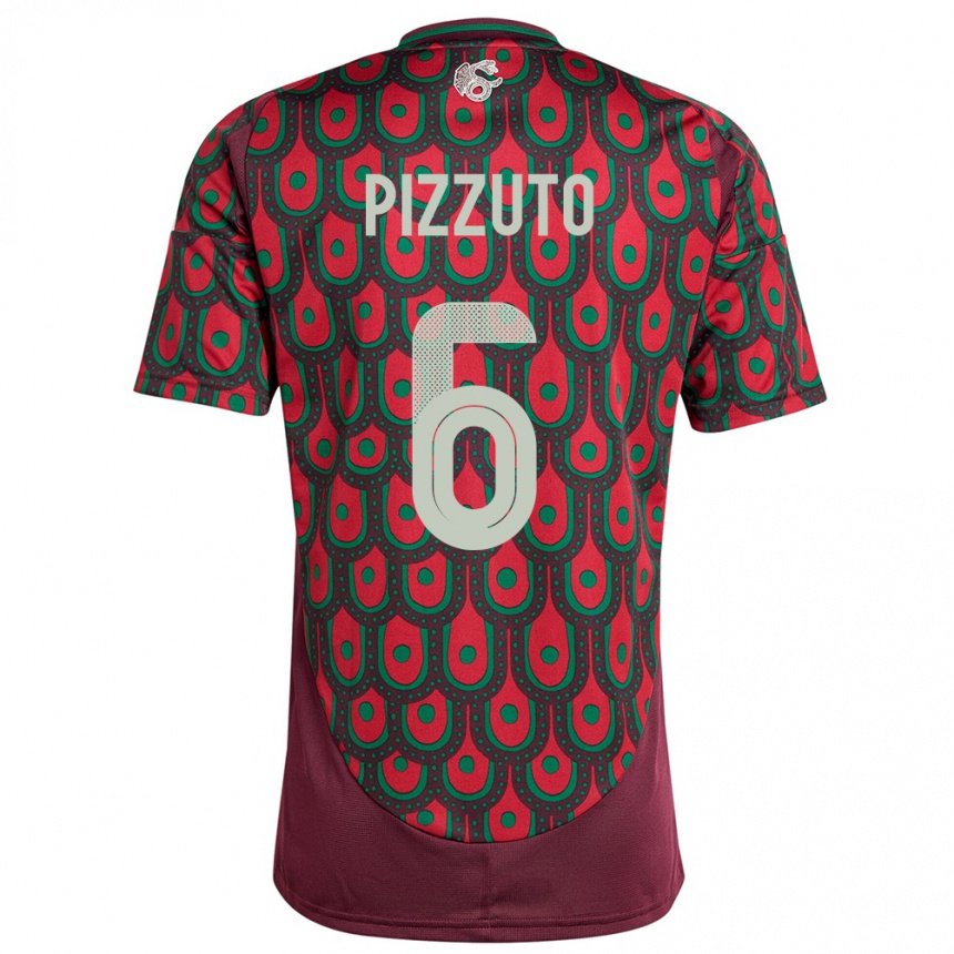 Kids Football Mexico Eugenio Pizzuto #6 Maroon Home Jersey 24-26 T-Shirt Australia