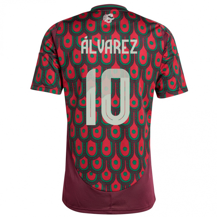 Kids Football Mexico Efrain Alvarez #10 Maroon Home Jersey 24-26 T-Shirt Australia