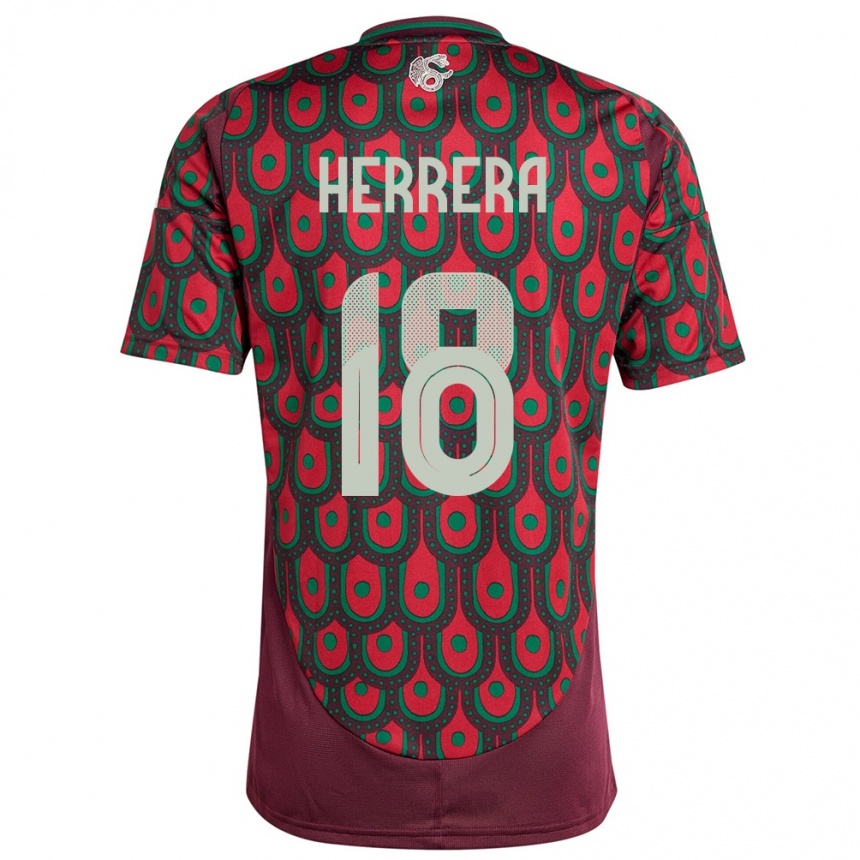 Kids Football Mexico Ozziel Herrera #18 Maroon Home Jersey 24-26 T-Shirt Australia