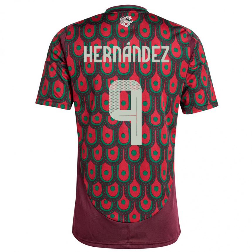 Kids Football Mexico Jesus Hernandez #9 Maroon Home Jersey 24-26 T-Shirt Australia