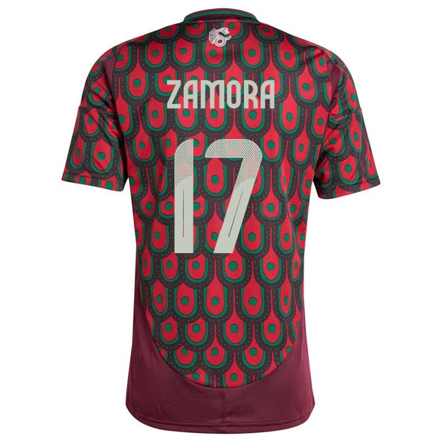 Kids Football Mexico Saul Zamora #17 Maroon Home Jersey 24-26 T-Shirt Australia