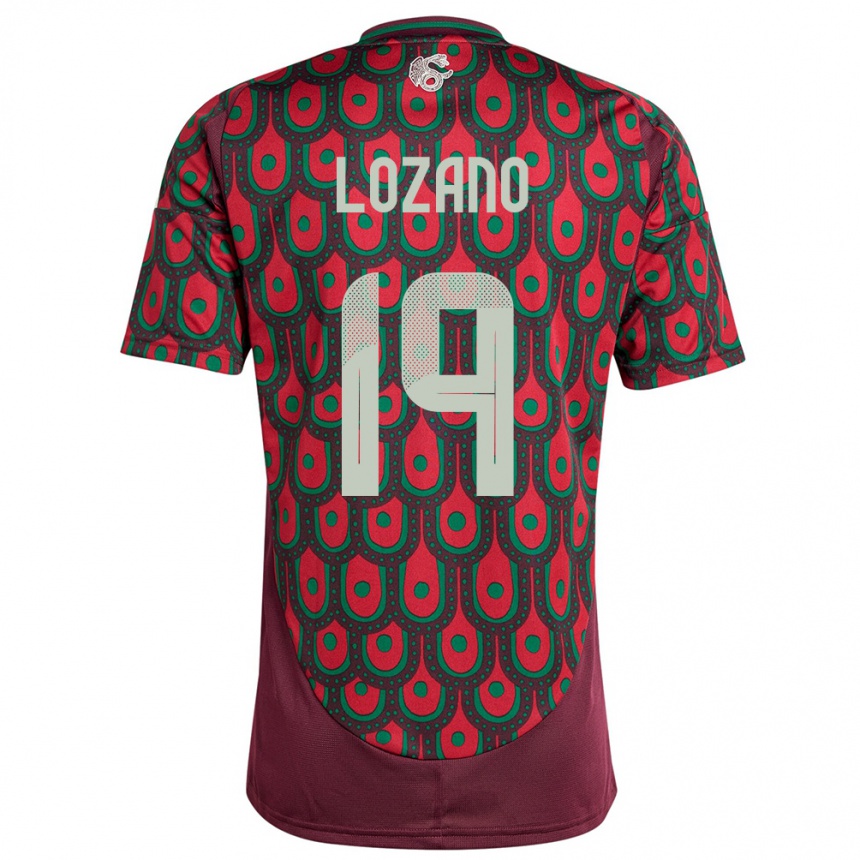 Kids Football Mexico Esteban Lozano #19 Maroon Home Jersey 24-26 T-Shirt Australia