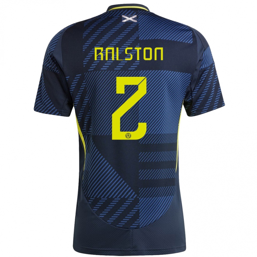 Kids Football Scotland Anthony Ralston #2 Dark Blue Home Jersey 24-26 T-Shirt Australia