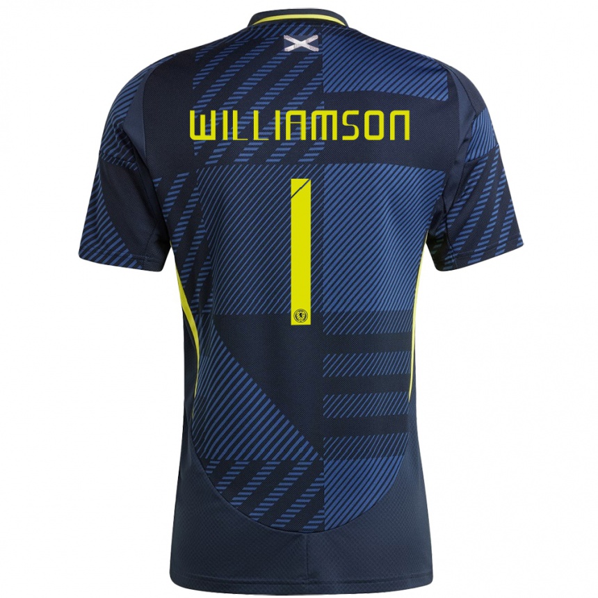 Kids Football Scotland Woody Williamson #1 Dark Blue Home Jersey 24-26 T-Shirt Australia