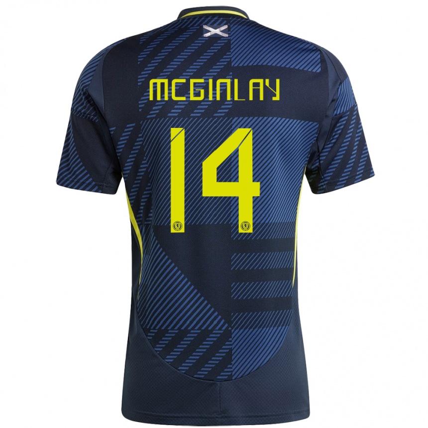 Kids Football Scotland Aiden Mcginlay #14 Dark Blue Home Jersey 24-26 T-Shirt Australia