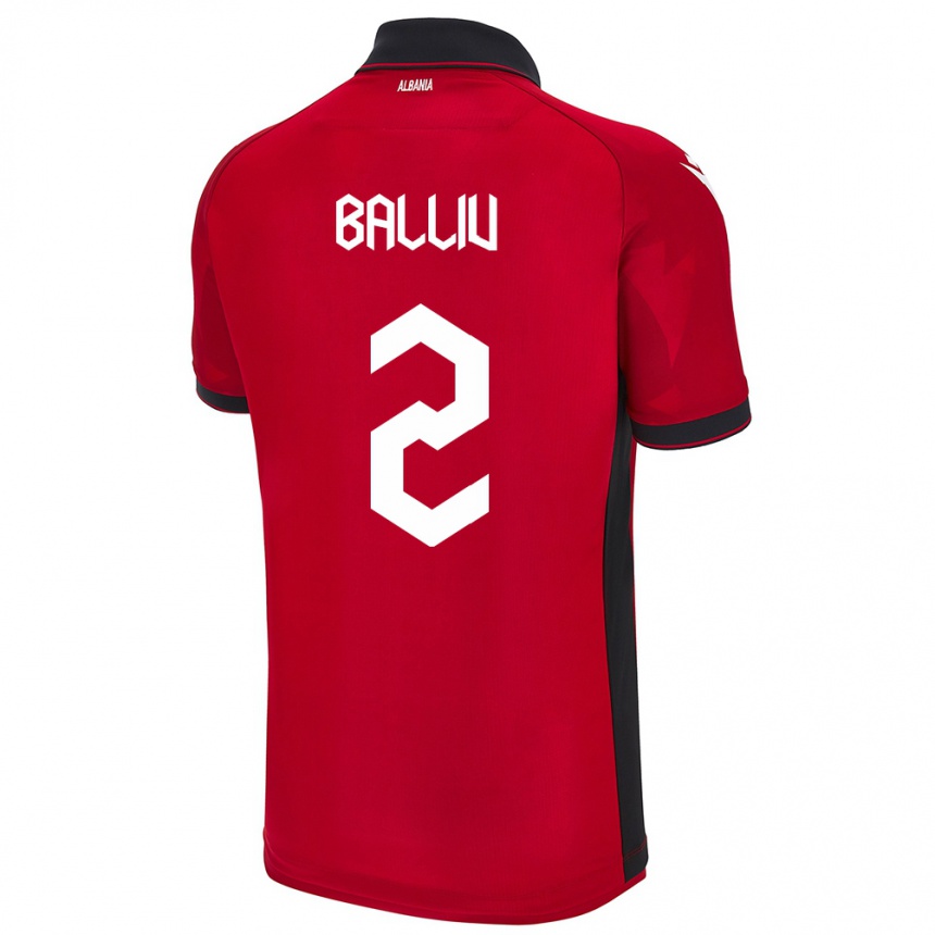 Kids Football Albania Iván Balliu #2 Red Home Jersey 24-26 T-Shirt Australia