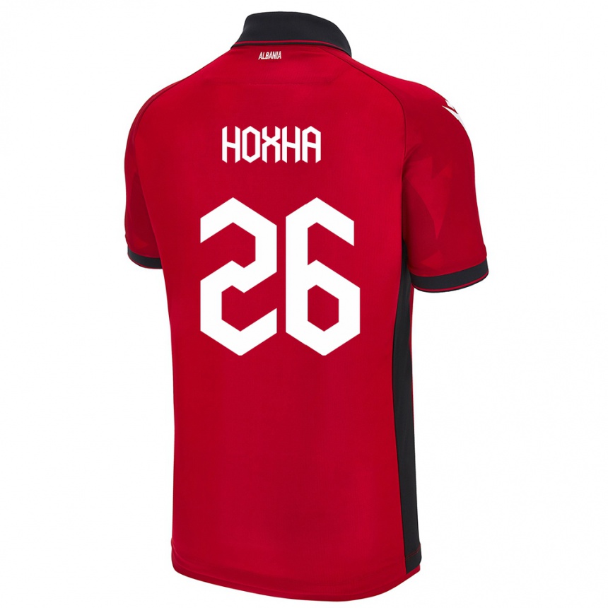 Kids Football Albania Arbër Hoxha #26 Red Home Jersey 24-26 T-Shirt Australia