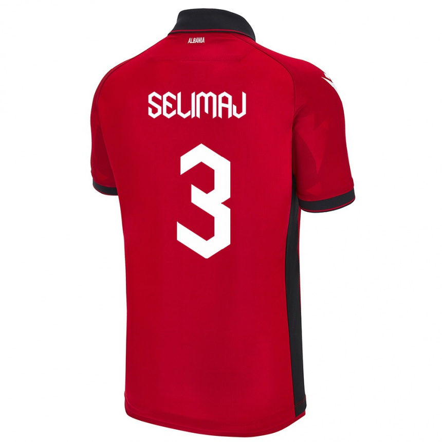 Kids Football Albania Ermis Selimaj #3 Red Home Jersey 24-26 T-Shirt Australia