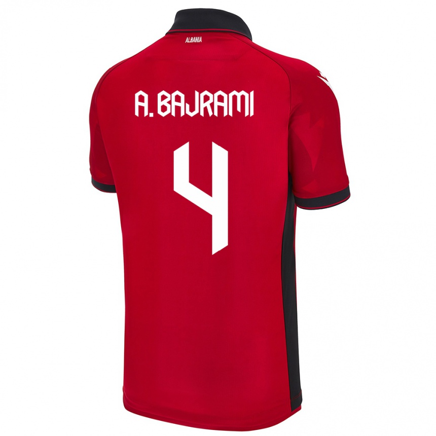 Kids Football Albania Adrian Bajrami #4 Red Home Jersey 24-26 T-Shirt Australia