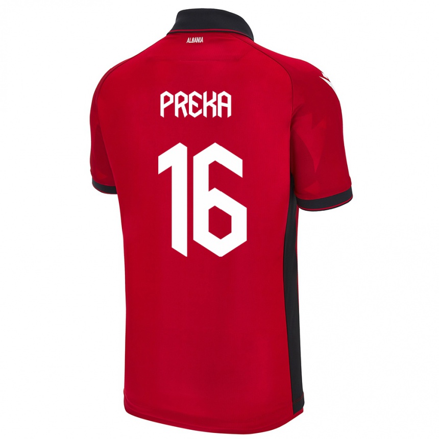 Kids Football Albania Marcelino Preka #16 Red Home Jersey 24-26 T-Shirt Australia