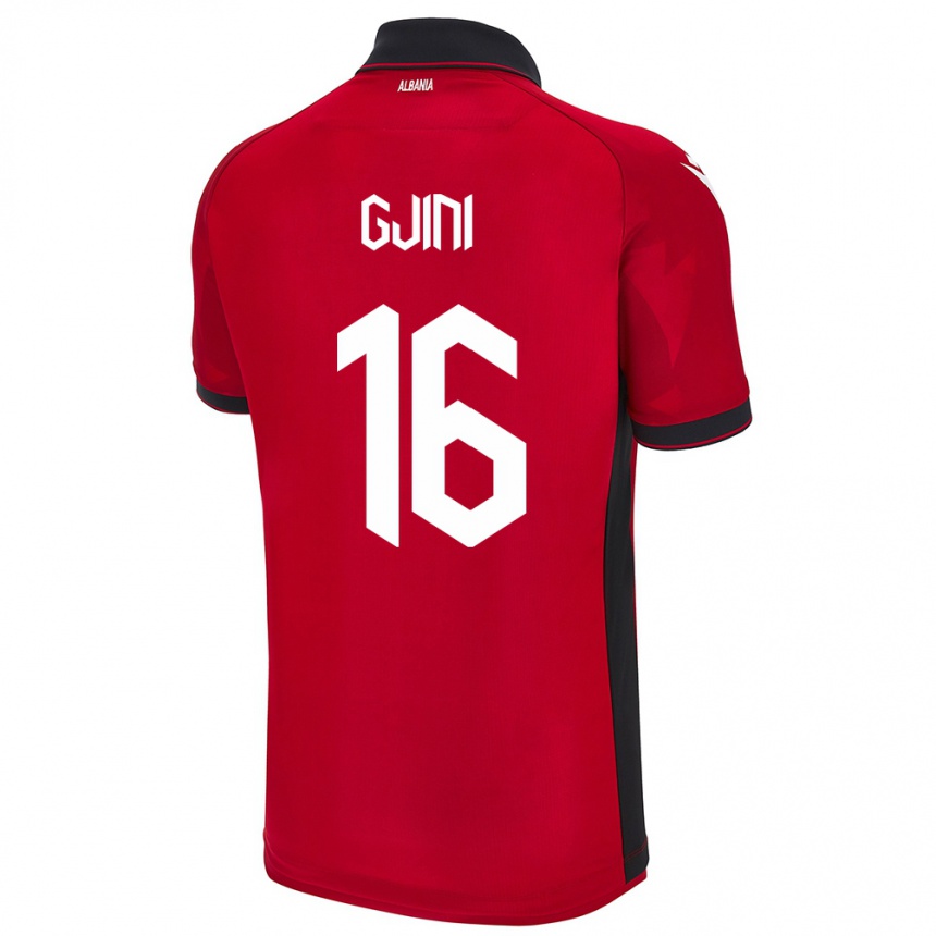 Kids Football Albania Luçije Gjini #16 Red Home Jersey 24-26 T-Shirt Australia