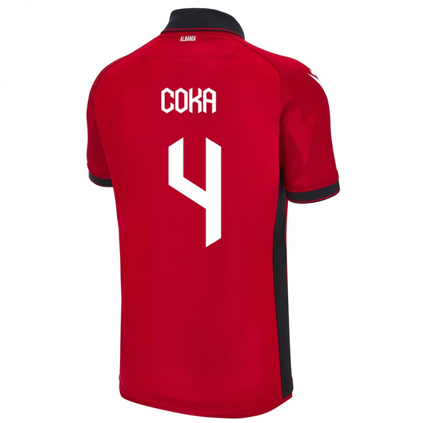 Kids Football Albania Jehona Coka #4 Red Home Jersey 24-26 T-Shirt Australia