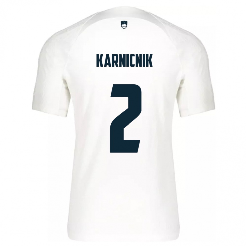 Kids Football Slovenia Zan Karnicnik #2 White Home Jersey 24-26 T-Shirt Australia