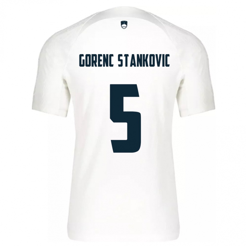 Kids Football Slovenia Jon Gorenc Stankovic #5 White Home Jersey 24-26 T-Shirt Australia