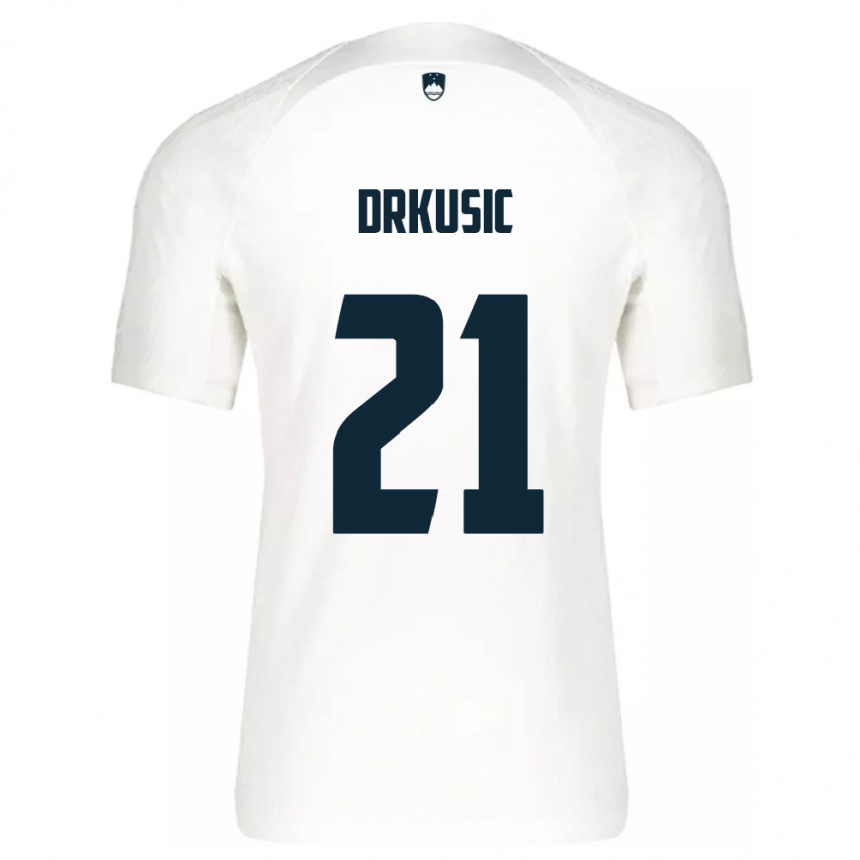 Kids Football Slovenia Vanja Drkusic #21 White Home Jersey 24-26 T-Shirt Australia