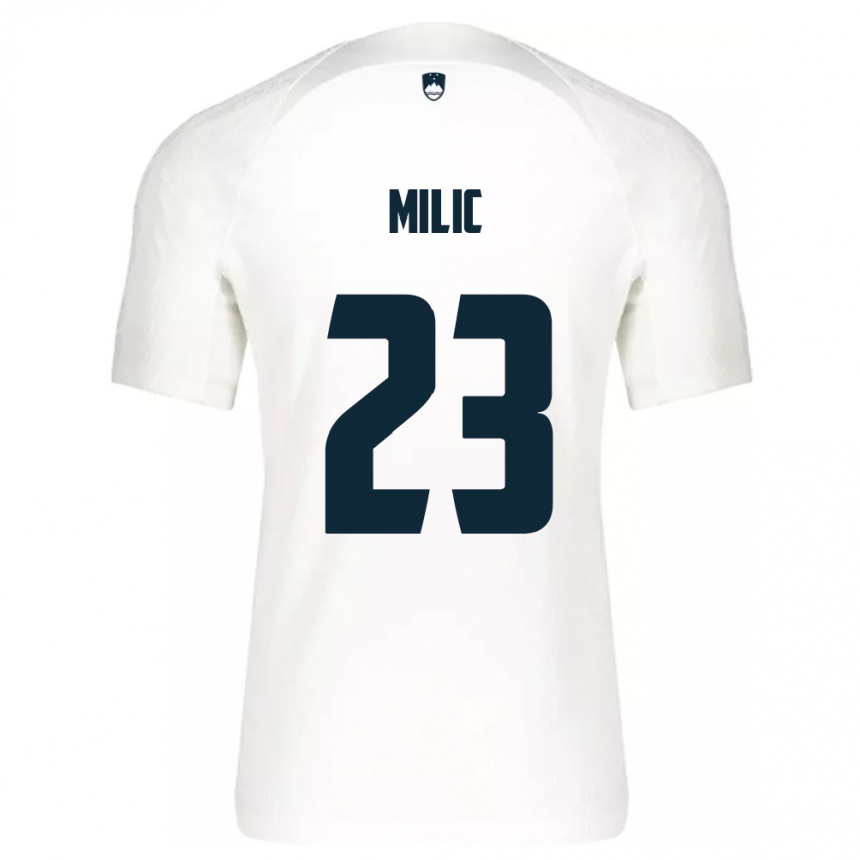 Kids Football Slovenia Nino Milic #23 White Home Jersey 24-26 T-Shirt Australia