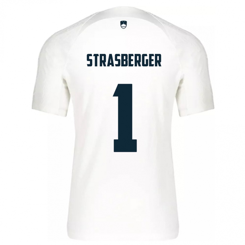 Kids Football Slovenia Tim Strasberger #1 White Home Jersey 24-26 T-Shirt Australia