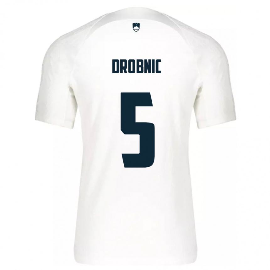 Kids Football Slovenia Dominik Drobnic #5 White Home Jersey 24-26 T-Shirt Australia